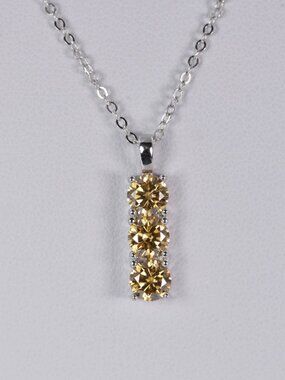 1.5ct Elegant Champagne Moissanite Pendant 18" 925 Sterling WG